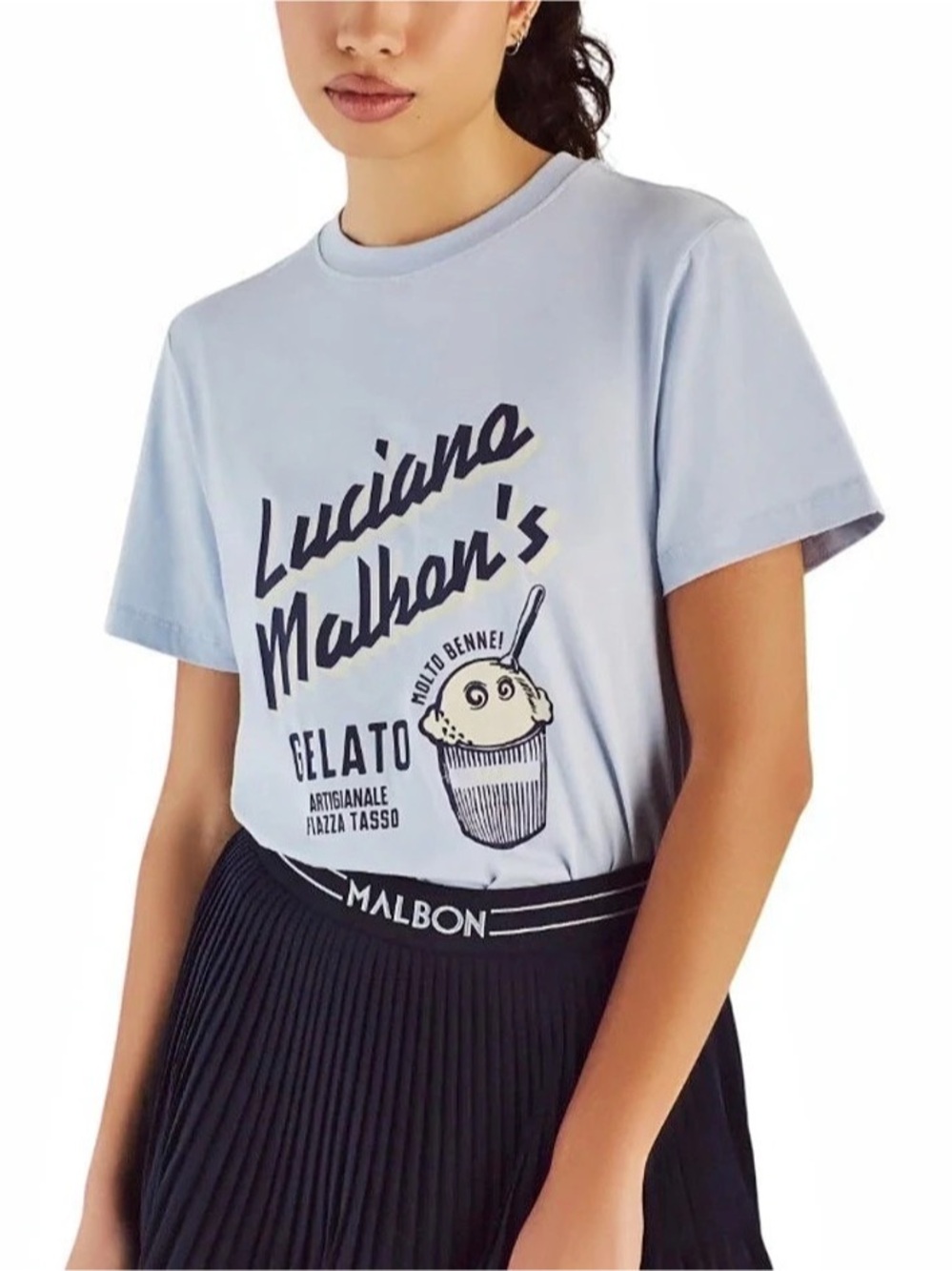 NWOT! Malbon Graphic Short Sleeve Tee in Blue with Bag!